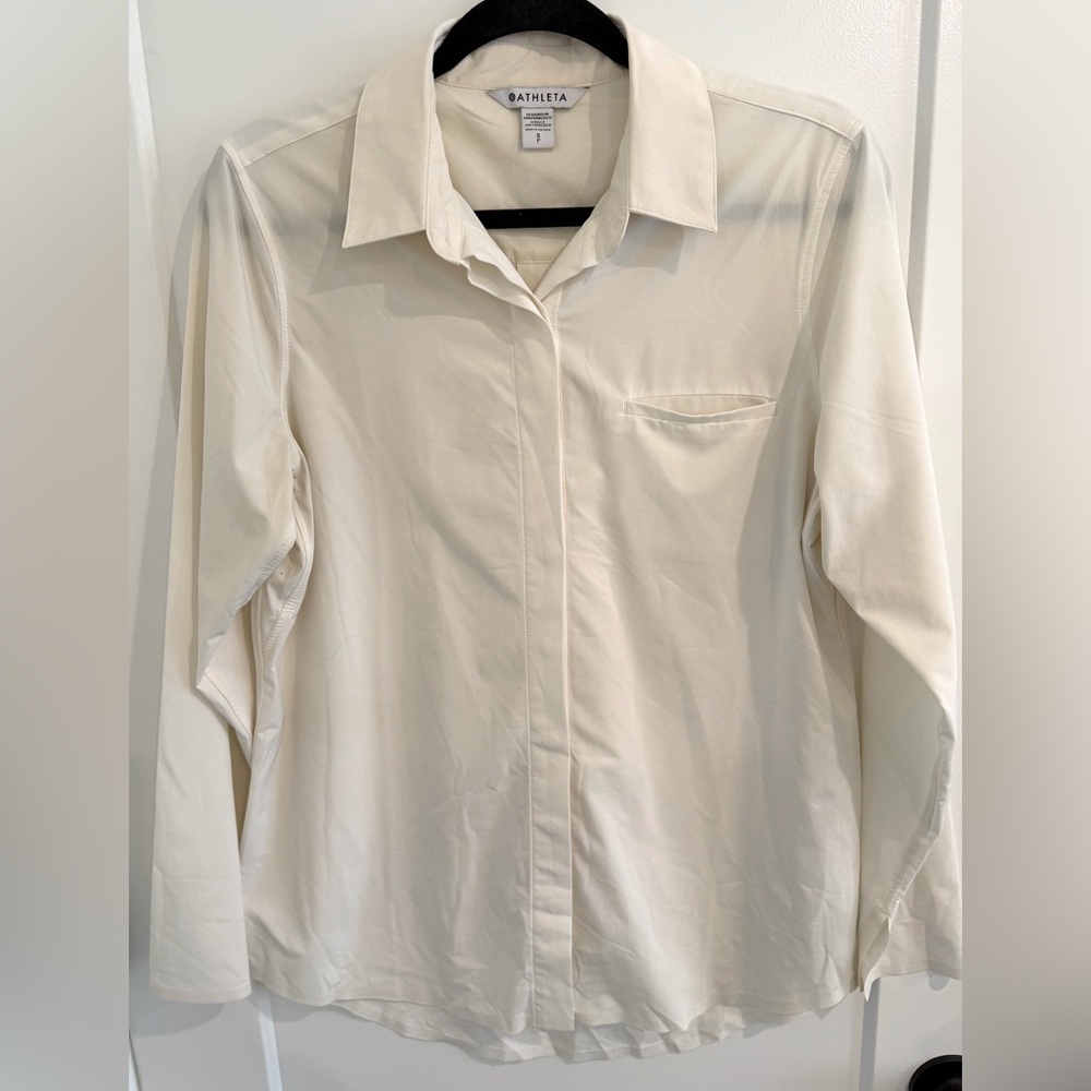Athleta White Urbanite Button Down Top Small